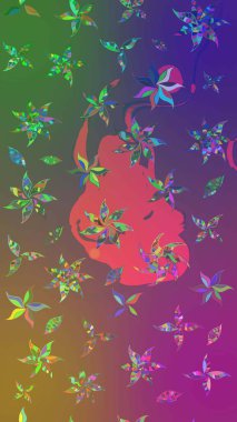 Mor ve yeşil renklerde. Çiçek duvar kağıdı. Renkli süs kenarı. Hint süsü. Raster illüstrasyonu. Çizim deseni.