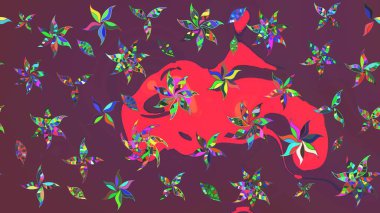 Kahverengi ve pembe renkli güzel çiçekli eskiz deseni, suluboya çiçek deseni, duvar kağıdı, kart veya kumaş için fayanslı. Raster..