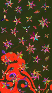 Raster. Güzel suluboya çiçekler, parlak resim ilham verici yeşil ve gri çiçek desenli eskiz arka plan.