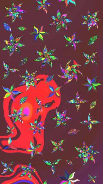 Zarif, parlak ve eskiz kahverengi ve kırmızı çiçek desenli tasarım. Sabıka baskıları, bebek kıyafetleri, duvar kâğıtları, paket kutuları vb..