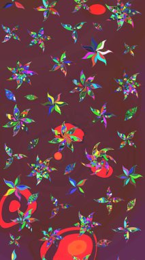 Raster çiçek izi. Klasik taslak çizimi. Çiçek kahverengi ve yeşil çizim deseni.