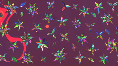 Gömlek, arka plan modelini çiz. Tropik çiçekler. Kahverengi ve mor renkte çiçekler.