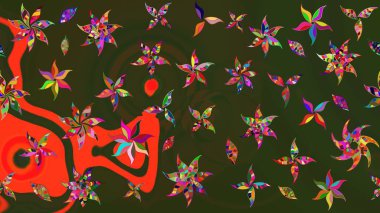 Raster resim. Çiçek desenli çiçek ve yaprakları ile. Sevimli küçük çiçek desenle.