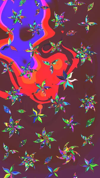 Kahverengi ve menekşe renginde çiçekler olan bir çiçek deseni çiz. Çiçekler suluboya tarzında kahverengi ve mor renkte.