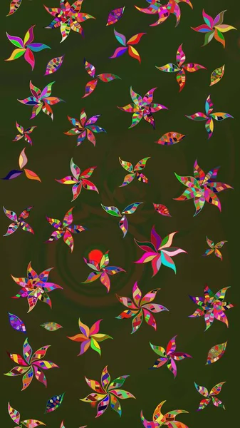 Düz Çiçek Elementleri Tasarımı. Raster illüstrasyonu. Çiçek deseni. Renkli Bahar Teması eskiz kalıbı. Chichi kumaş deseni çiz.