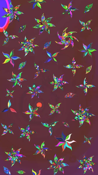 Kahverengi ve yeşil renkli çiçekler. Asya tekstil tarzında. Raster illüstrasyonu. Raster illüstrasyonu. Çiçek desenini çiz.