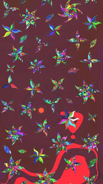 Tomurcukları papatya çiçekleri olan sevimli bir çiçek deseni. Kumaş, tekstil, duvar kağıdı baskısı için. Eski usul. Miles Fleur, süslü püslü bir süs. Eskiz geçmişi. Raster illüstrasyonu.