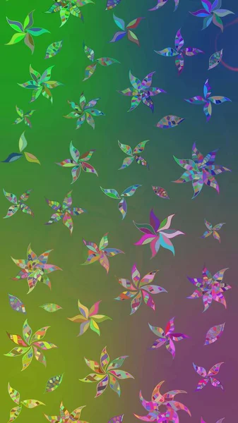 Çiçek desenli çizim. Yeşil ve mavi renkli Asya tekstili. Raster illüstrasyonu.