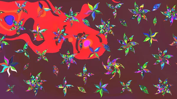 Davetiye ve kartpostal tasarımı için dekoratif çiçek unsurları. Tekstil için figür. Şirin, zarif çiçekler Raster illüstrasyonu. Yapraklı çizim şekli. Poster veya kapak için arkaplan.