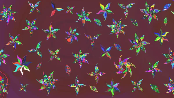 Karalama çiçeği. Renkli Bahar Teması eskiz kalıbı. Güzel kumaş deseni. Zentangle soyut çiçekleri. Düz Çiçek Elementleri Tasarımı. Raster illüstrasyonu.