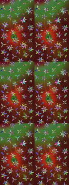 Kahverengi ve yeşil renklerde çiçeklerle çizilmiş çiçek deseni. Çiçekler suluboya tarzında kahverengi ve yeşil renklerde.