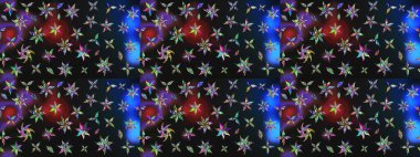 Raster illüstrasyonu. Gri ve mavi renklere karalamalar çizilmiş çiçek deseni.