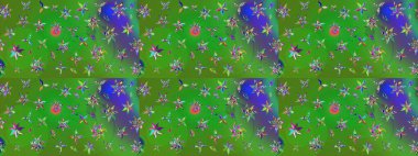 Renkli Bahar Teması eskiz kalıbı. Çiçeksel fantezi tasarımı ve parlak bir arka plan çizimi. Düz Çiçek Elementleri Tasarımı.