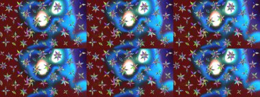 Çiçekler suluboya eskiz deseni. Raster Stili kumaş deseni.