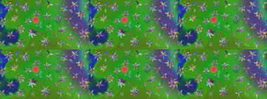 Yeşil ve mavi renkte güzel çiçekler, suluboya desenli, duvar kağıdı, kart ya da kumaş için fayanslı eskizler. Raster..