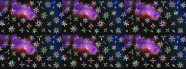 Çiçek buketleriyle klasik bir eskiz şekli. Gri ve mavi renklerde. Raster illüstrasyonu.