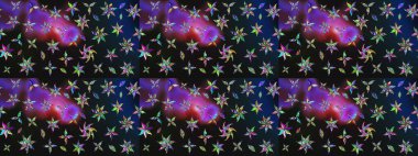 Çiçekli karalama şeklinde Raster çiçek deseni. Gri ve mavi renkte çiçekler. Nazik, narin çiçek arkaplanı.