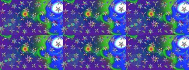 Çiçekli çiçek deseni, suluboya. Süslü kumaş deseni. Raster deseni.