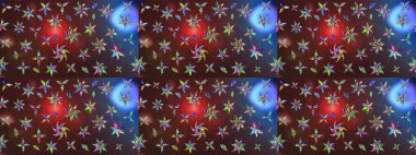 Raster suluboya çiçek deseni, narin çiçekler, kahverengi ve mor çiçekler, tebrik kartı şablonu. Güzel kumaş deseni.