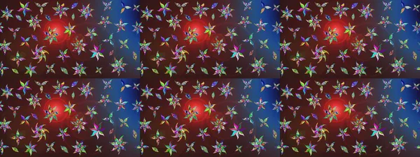 Kahverengi ve mor renkli çiçekler. El çizimi çiçekli soyut çizim kalıbı. Raster illüstrasyonu.