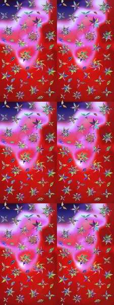 3D çiçekler, eskiz. Kırmızı ve pembe renklerde. Raster illüstrasyonu.