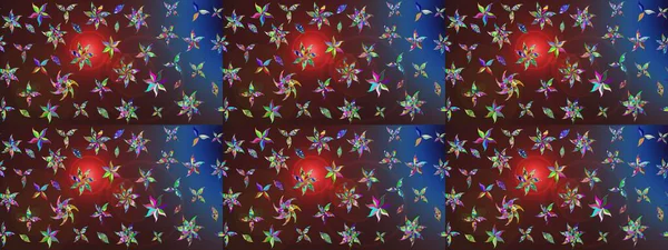 Renkli Yaz Temalı eskiz kalıbı. Kahverengi ve mor renkli çiçekler. Düz Çiçek Elementleri Tasarımı. Raster illüstrasyonunda çiçek deseni çizimi.