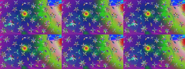 Süslü kumaş deseni. Düz Çiçek Elementleri Tasarımı. Raster illüstrasyonundaki çiçek desenli çizim. Renkli Bahar Teması çizim şablonu.