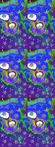 Çiçek desenli eskiz. Renkli Bahar Teması eskiz kalıbı. Düz Çiçek Elementleri Tasarım Raster illüstrasyonu. Mavi ve mor renkte çiçekler.