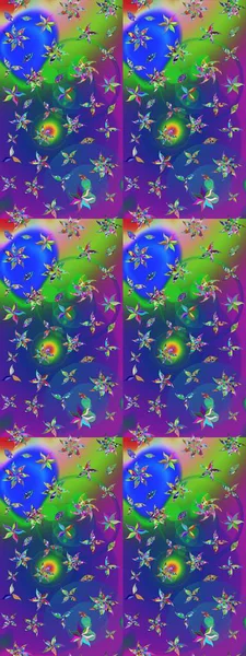 Şirin çiçek elementleri. Raster illüstrasyonu. Mavi ve mor renkli çiçekler. Çizim.