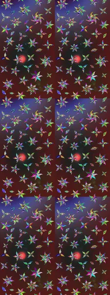 Mor ve kahverengi renklerde. Raster illüstrasyonu. Çiçek buketleriyle klasik tarzda eskiz deseni.