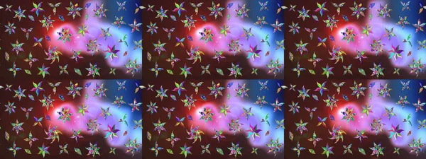 Motley illüstrasyonu. Çiçekli bahar çiçekleri. Moda baskıları için zarif bir şablon. Küçük çiçekte güzel bir desen. Küçük renkli çiçekler..