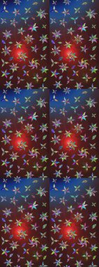 Çiçekli eskiz çizimi. Renkli Yaz Temalı eskiz kalıbı. Düz Çiçek Elementleri Tasarımı. Kahverengi ve mor renkte çiçekler.