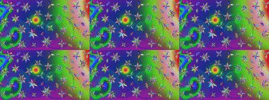 Düz Çiçek Elementleri Tasarımı. Güzel kumaş deseni. Raster Illustrasyon 'daki Çiçek Deseni' nin son moda çizimi. Renkli Yaz Teması çizim şablonu.