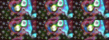 Raster illüstrasyonu. Gri ve mavi renkte çiçekler. Çiçek süslemeli çizim deseni.