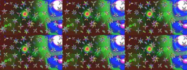 Modaya uygun kumaş deseni. Renkli Yaz Temalı eskiz kalıbı. Sevimli çiçek raster deseni. Düz Çiçek Elementleri Tasarımı.