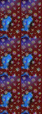 Renkli Bahar Teması eskiz kalıbı. Raster illüstrasyonundaki çiçek desenli çizim. Düz Çiçek Elementleri Tasarımı. Kırmızı ve kahverengi renkte çiçekler.