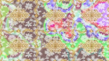 Geleneksel oryantasyon süsü. Klasik klasik klasik arka plan. Tarafsız renklerde altın elementlerle çizim. Klasik Raster altın eskiz modeli..