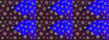 Çiçekli eskiz deseni. Suluboya çizimi. El çizimi. Kahverengi ve mavi renkte çiçekler.