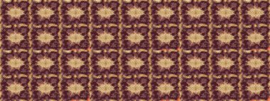 Raster illüstrasyonu. Kahverengi renkli ve altın elementli klasik eskiz deseni.