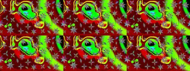 Kırmızı ve yeşil renkte manzaralı çiçek deseni. Çiçek kompozisyonu, el boyası, hassas şablon. Üst manzara, yumuşak stil. Sevgililer günü ve tebrik kartı konsepti için şık bir davet.