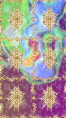 Çiçek desenli çizim. Skeç raster arka planı. Duvar kâğıdı barok, İspanyol kumaşı. Tarafsız renkler üzerine grafiksel modern çizim deseni.