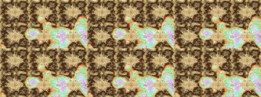 Senin tasarımın için, duvar kağıdı. Altın renkli çizim çizimi. Raster geometrik arka plan. Kahverengi renklerde altın çiçekli eskiz deseni.