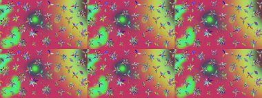 Pembe ve yeşil renkte etnik çiçeklerle süslenmiş zarif bir eskiz şekli. Raster Çiçek İllüstrasyonu güzel tekstil..