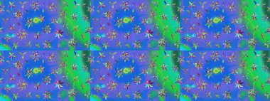 Küçük çiçekteki sevimli çiçek deseni. Güzel karalamalı çiçek desenli çizim. Güzel kumaş deseni. Raster illüstrasyonu.