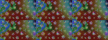 Çiçekli bahar çiçekleri. Küçük çiçekte güzel bir desen. Küçük renkli çiçekler. Moda baskıları için zarif bir şablon. Motley illüstrasyonu.