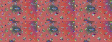 Sketch Floral Pattern in Raster illustration. Fancy fabric pattern. Colour Spring Theme sketch pattern Background. Flat Flower Elements Design.