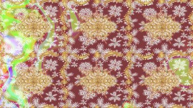 Kahverengi renklerde altın elementler. Geleneksel klasik Raster altın eskiz modeli. Barok tarzında eskiz doğulu süsü..