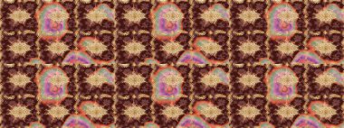 Kahverengi renkli ve altın elementli eskiz deseni. Altın şablonu çiz. Raster doğulu süsü.