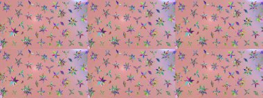 Tarafsız ve pembe çiçekli eskiz deseni, suluboya çiçek deseni, şirin çiçek, duvar kağıdı, kart veya kumaş için fayanslı. Raster - stok.