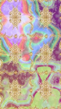 Tarafsız renklerde desen. Kına dövmeli süs çiçekleri, altın çıkartmalar, mehndi ve yoga tasarımı, kartlar ve parmak izleri. Raster Golden Mehndi eskiz kalıbı.